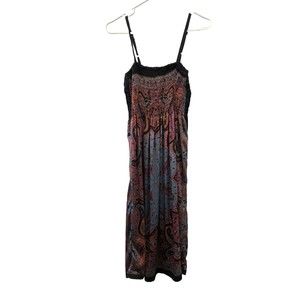Advance Apparels Free Size Adjustable Strap Boho Paisley Midi Dress Sm/Med